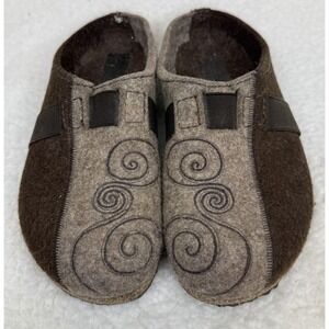 Haflinger Slipper Shoes Size 39 Brown Wool Clog Swirl House Non-Slip Cozy